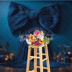 Lofaris Big Blue Bow Christmas Backdrop Elegant Ribbon Gift Box Photography Background