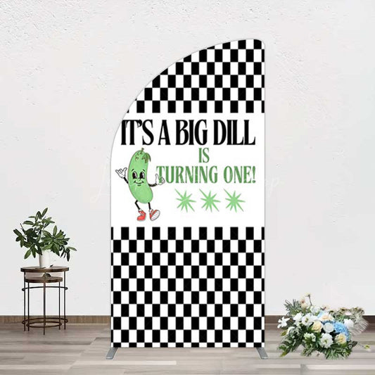 Lofaris Big Dili Turning One Plaid Birthday Half Moon Arch Backdrop