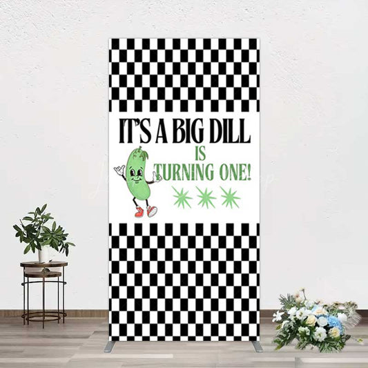 Lofaris Big Dili Turning One Plaid Birthday Rectangle Backdrop