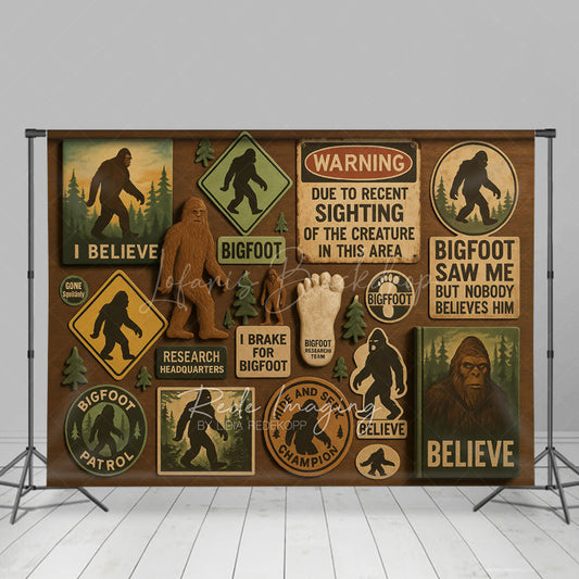 Lofaris Big Foot Believe Forest Decor Photography Backdrop