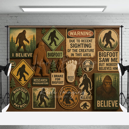 Lofaris Big Foot Believe Forest Decor Photography Backdrop