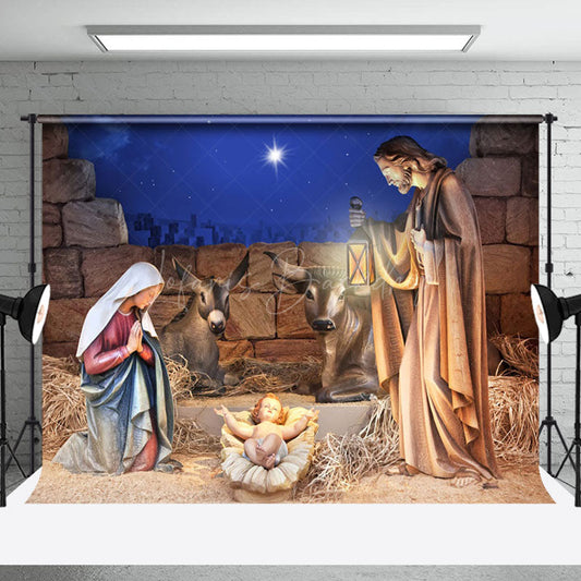 Lofaris Birth Of Jesus Christmas Night Backdrop For Photo