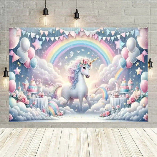 Lofaris Birthday 3D Gifts Unicorn Backdrop Floating Party Decor Fun Photo Prop for Celebrations