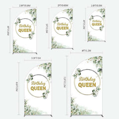 Lofaris Birthday Queen Greenery Leaves Half Moon Arch Backdrop