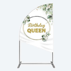 Lofaris Birthday Queen Greenery Leaves Half Moon Arch Backdrop