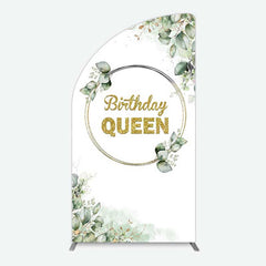 Lofaris Birthday Queen Greenery Leaves Half Moon Arch Backdrop