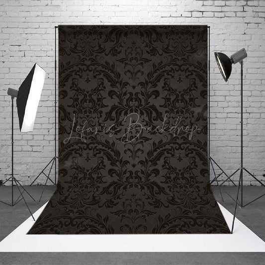 Lofaris Black Abstract Vintage Floral Pattern Damask Backdrop