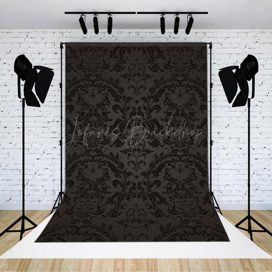 Lofaris Black Abstract Vintage Floral Pattern Damask Backdrop