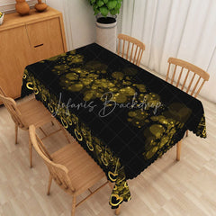 Lofaris Black and Gold Bokeh Heart Rectangle Tablecloth Glitter Light Spot Love Table Cover Romantic Dinner Anniversary Decor