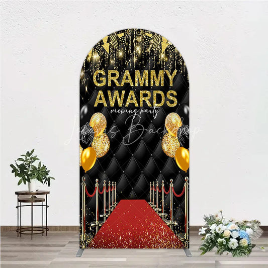 Lofaris Black and Gold Glitter Awards Night Arch Backdrop Kit Elegant Red Carpet Viewing Party Decor
