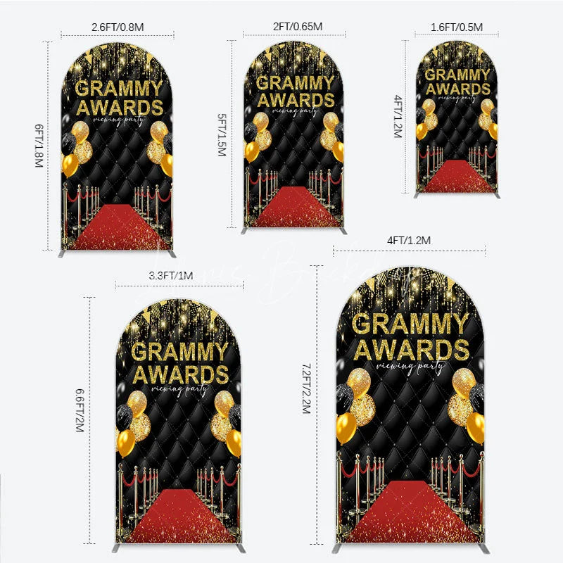 Lofaris Black and Gold Glitter Awards Night Arch Backdrop Kit Elegant Red Carpet Viewing Party Decor