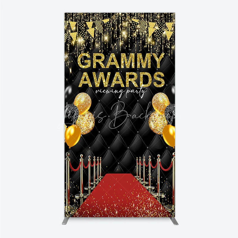 Lofaris Black and Gold Glitter Awards Night Rectangle Backdrop Kit Elegant Red Carpet Viewing Party Decor