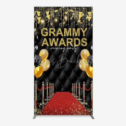 Lofaris Black and Gold Glitter Awards Night Rectangle Backdrop Kit Elegant Red Carpet Viewing Party Decor