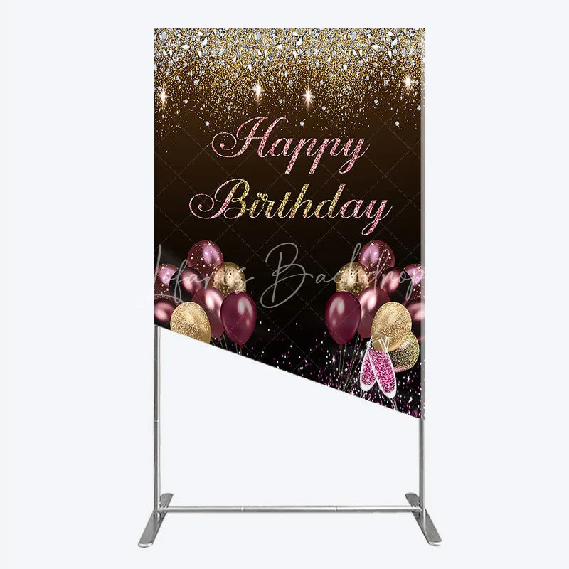Lofaris Black and Gold Glitter Rectangle Backdrop High Heels Champagne Birthday Party Decor Pink Balloon Theme Background for Women