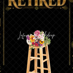 Lofaris Black and Gold Happy Retirement Celebration Holiday Backdrop Elegant Party Decor with Balloons Champagne