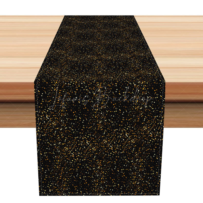Lofaris Black and Gold Polka Dot Table Runner Elegant Sparkle for Dining Decor Wedding Anniversary or Birthday Party