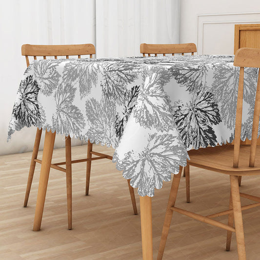 Lofaris Black and Grey Maple Leaf Rectangle Tablecloth for Modern Moody Fall or Halloween Decorations