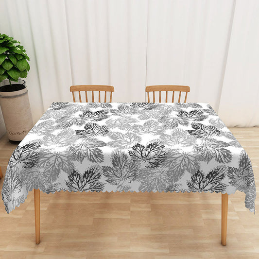 Lofaris Black and Grey Maple Leaf Rectangle Tablecloth for Modern Moody Fall or Halloween Decorations