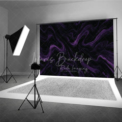 Lofaris Black and Purple Abstract Swirling Photography Backdrop Elegant Marble Texture for Dramatic Portrait Photo Shoots