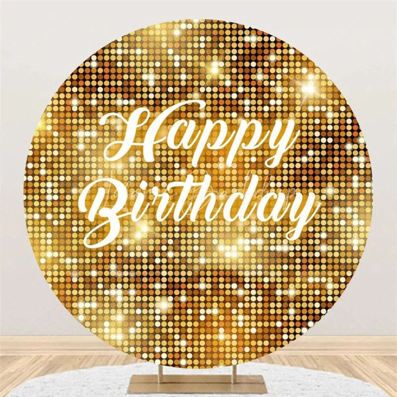 Lofaris Black and Silver Glitter Sequins Round Backdrop Happy Birthday Party Decoration Shimmering Bokeh Circle Cover