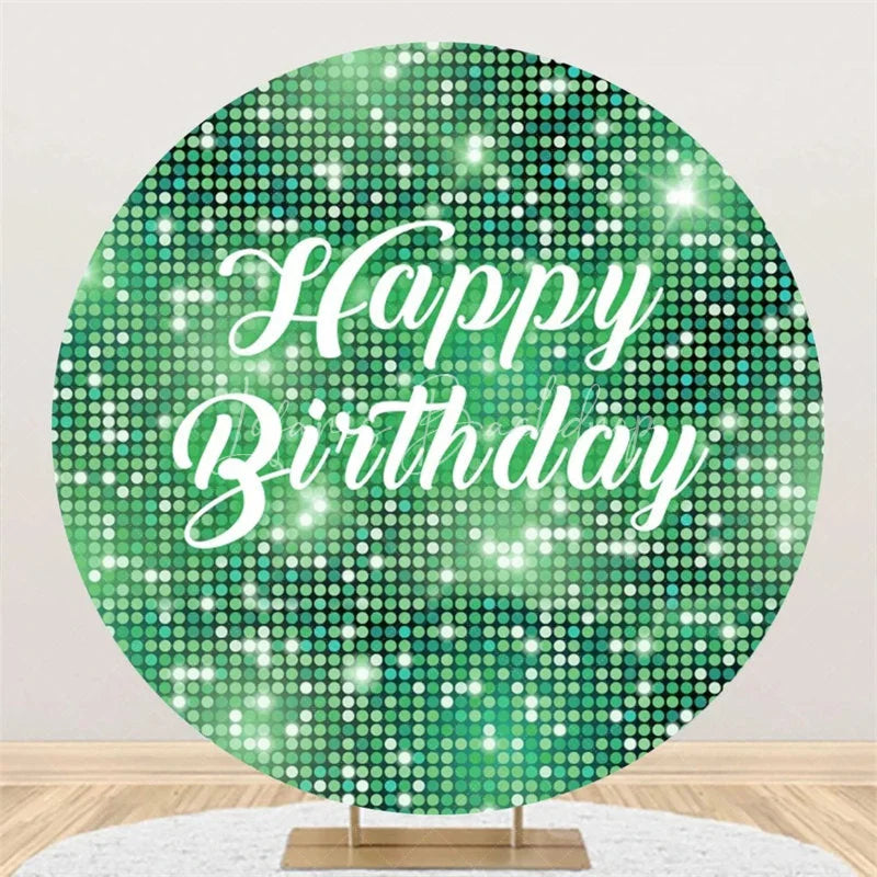 Lofaris Black and Silver Glitter Sequins Round Backdrop Happy Birthday Party Decoration Shimmering Bokeh Circle Cover