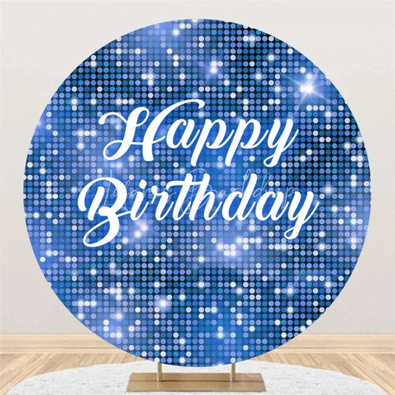 Lofaris Black and Silver Glitter Sequins Round Backdrop Happy Birthday Party Decoration Shimmering Bokeh Circle Cover