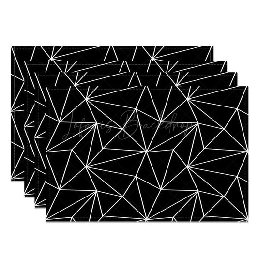 Lofaris Black and White Abstract Geometric Set of 4 Placemats for Modern Minimalist Contemporary Decor