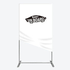Lofaris Black and White Baby On Board Car Emblem Rectangle Arch Backdrop for Shower Party Decor