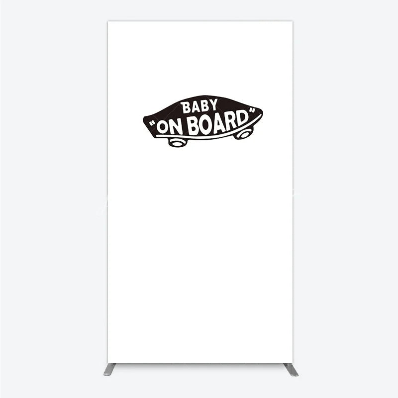 Lofaris Black and White Baby On Board Car Emblem Rectangle Arch Backdrop for Shower Party Decor