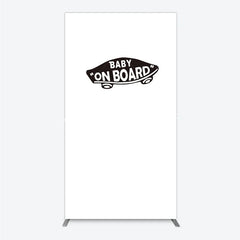 Lofaris Black and White Baby On Board Car Emblem Rectangle Arch Backdrop for Shower Party Decor