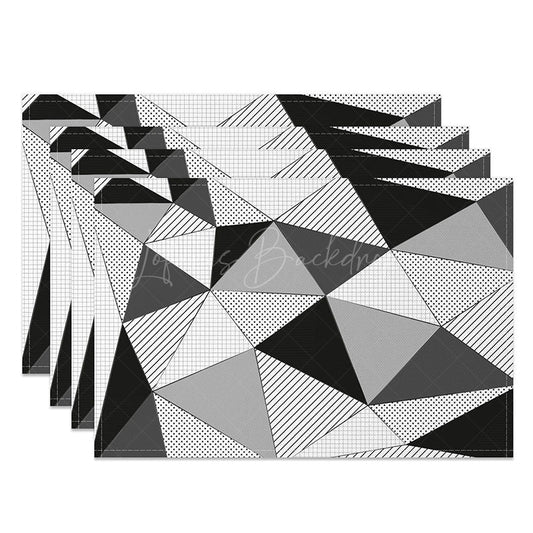Lofaris Black and White Geometric Pattern Set of 4 Placemats for Modern Minimalist Kitchen Dining Room Decor