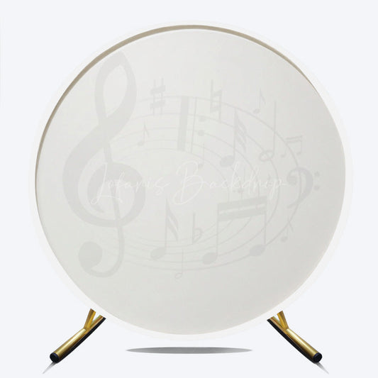 Lofaris Black and White Music Notes Round Backdrop Elegant Treble Clef Birthday Musician or Choir Party Photo Prop