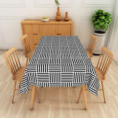 Lofaris Black and White Plaid Rectangle Tablecloth Modern Farmhouse Line Pattern for Kitchen Dining Decor