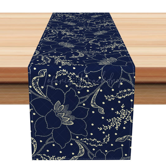 Lofaris Black And White Poinsettia Flower Art Table Runner