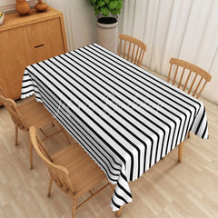 Lofaris Black and White Striped Rectangle Tablecloth Modern Bold Vertical Stripe Table Cover Halloween Party Home Decor