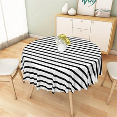 Lofaris Black and White Striped Round Tablecloth Bold Modern Pattern Table Cover for Halloween Party