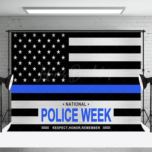 Lofaris Black Blue Usa Flag National Police Week Backdrop