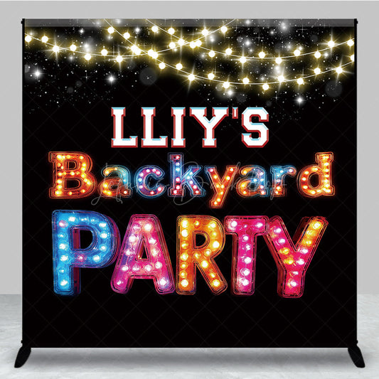 Lofaris Black Bokeh Lights Backyard Party Custom Backdrop