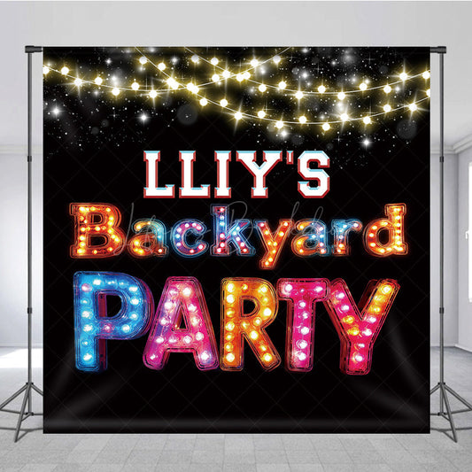 Lofaris Black Bokeh Lights Backyard Party Custom Backdrop