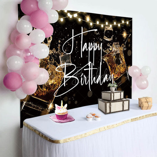 Lofaris Black Bokeh Vibe Lights Cheers To Birthday Backdrop