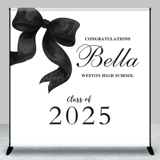 Lofaris Black Bow Class of 2025 Custom Graduation Backdrop