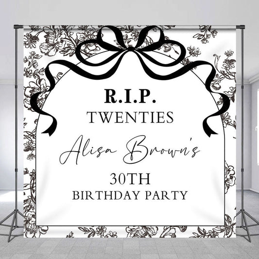 Lofaris Black Bow Rip Twenties Custom 30th Birthday Backdrop