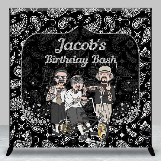 Lofaris Black Cashew Flower Custom Name Birthday Backdrop