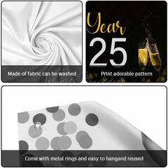 Lofaris Black Champagne Sparks Happy 2025 Garage Door Banner