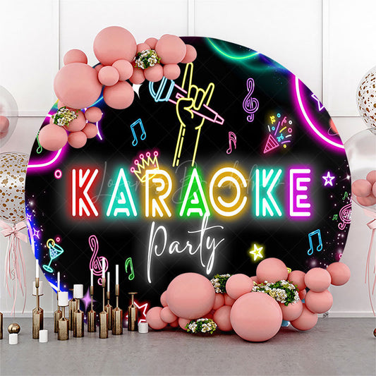 Lofaris Black Colorful Neon Round Karaoke Party Backdrop