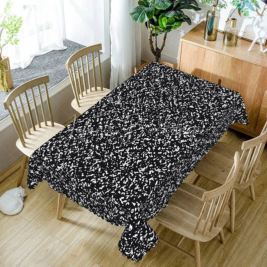 Lofaris Black Composition Book Rectangle Tablecloth Speckled Texture School Table Cover Teacher Student Party Decor