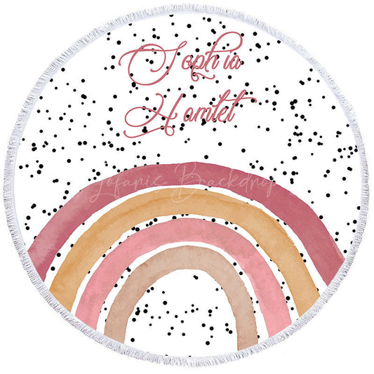 Lofaris Black Dots Watecolor Rainbow Print Round Beach Towel