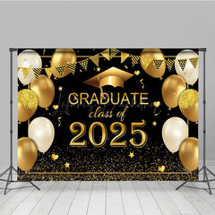 Lofaris Black Gold Balloon Glitter Cheers Graduation Backdrop