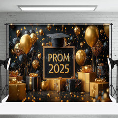 Lofaris Black Gold Balloons Gifts Bokeh Prom 2025 Backdrop
