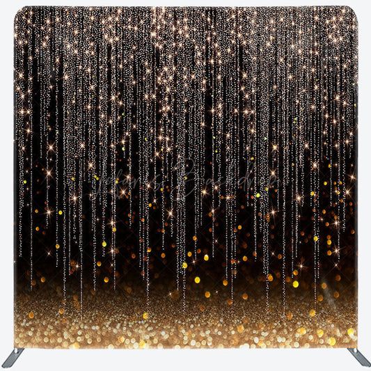 Lofaris Black Gold Bokeh Glitter Square Tension Backdrop